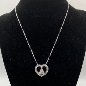 Sterling Silver 925 SS Necklace with 925 Heart Pendant cubic zirconia New